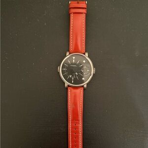 Fossil Arkitekt Black Dial Watch with Red Strap